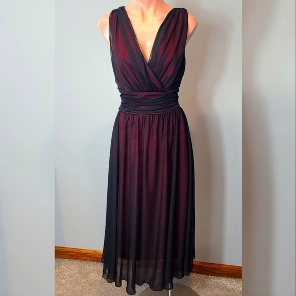 Y2K Cream and Red Floral Fairy Midi Dress